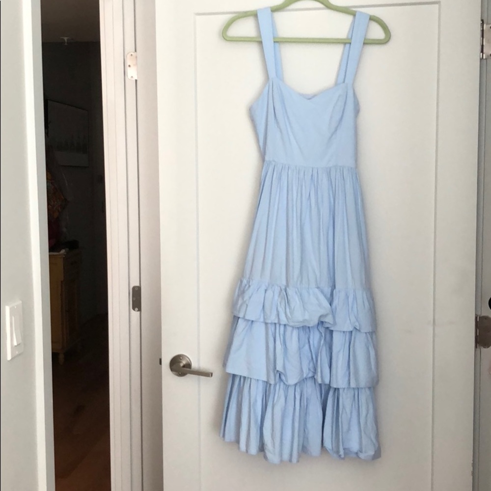 H&M light blue ruffle tier maxi dress size 6
